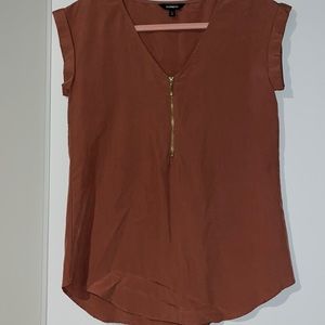 Express blouse with zipper. Rust/brown color. size XS